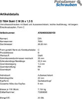 25 Verschlussschrauben DIN 7604 Stahl C M26x1,5