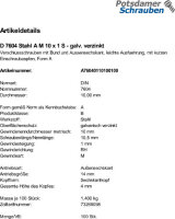 100 Verschlussschrauben mit Bund DIN 7604 Stahl A M10x1...