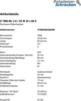 25 Sechskant Passschrauben DIN 7968 Mu 5.6 / CE M20x80 Stahl