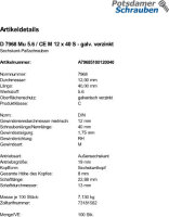 100 Sechskant Passschrauben DIN 7968 Mu 5.6 / CE M12x40...