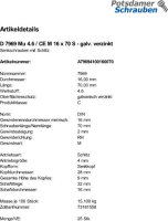 25 Schlitz Senkschrauben DIN 7969 Mu 4.6 / CE M16x70...