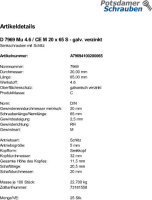 25 Schlitz Senkschrauben DIN 7969 Mu 4.6 / CE M20x65...