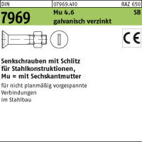 25 Schlitz Senkschrauben DIN 7969 Mu 4.6 / CE M20x100...