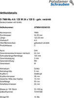 10 Schlitz Senkschrauben DIN 7969 Mu 4.6 / CE M24x120...