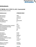 100 Schlitz Senkschrauben DIN 7969 Mu 4.6 U / CE M12x45...