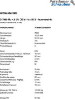 50 Schlitz Senkschrauben DIN 7969 Mu 4.6 U / CE M16x50...