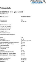 1 Ringschrauben DIN 580 C15E verzinkt M18
