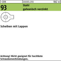 100 Scheiben mit Lappen DIN 93 verzinkt 17