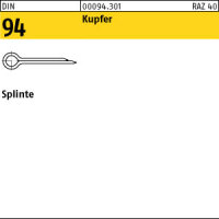 100 Splinte DIN 94 Kupfer 4x25