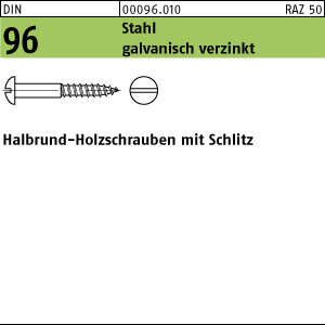 500 Halbrundkopf Holzschrauben DIN 96 verzinkt 2x16