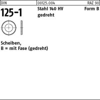 100 Unterlegscheiben DIN 125 Stahl blank 140HV Form B 1,7...