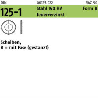 25 Unterlegscheiben DIN 125 feuerverzinkt 140HV Form B 43...