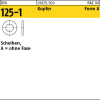 100 Unterlegscheiben DIN 125 Kupfer Form A 8,4...