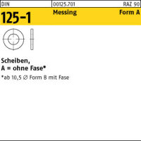 100 Unterlegscheiben DIN 125 Messing Form B 10,5...